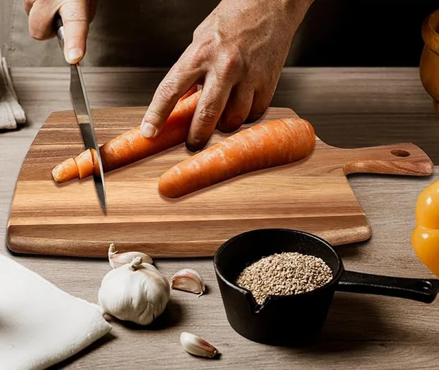 UHC001 Acacia Wood Handle Cutting and Serving Board
