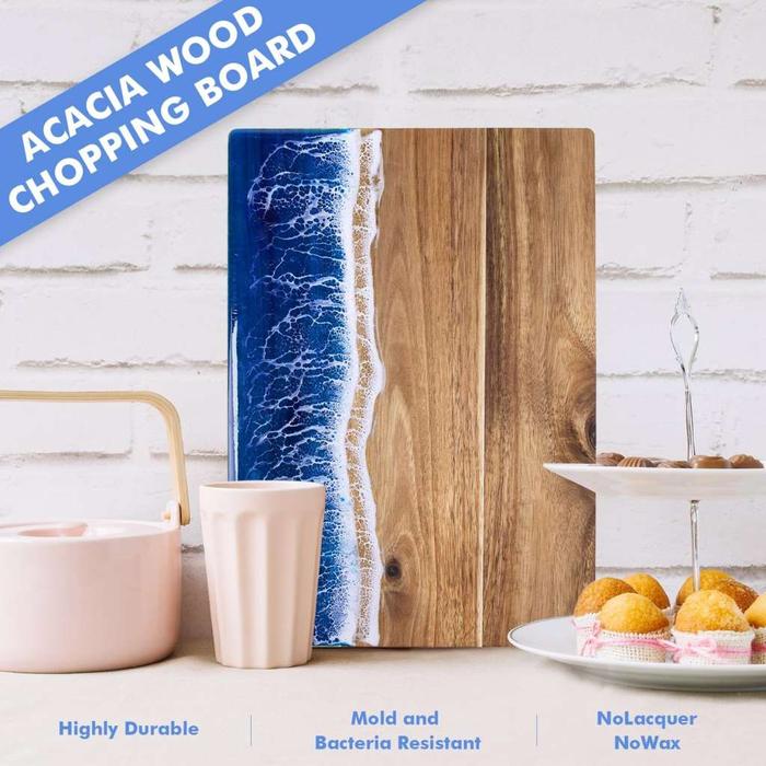 UHC003 Ocean Charcuterie Board Resin Cutting Board, Handmade Board for Fruit Cheese and Meat, Vegetable