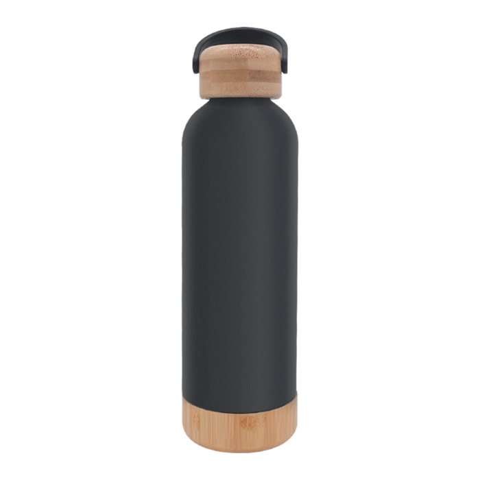 UMA0265 Bamboo and wood covered small mouth bottle