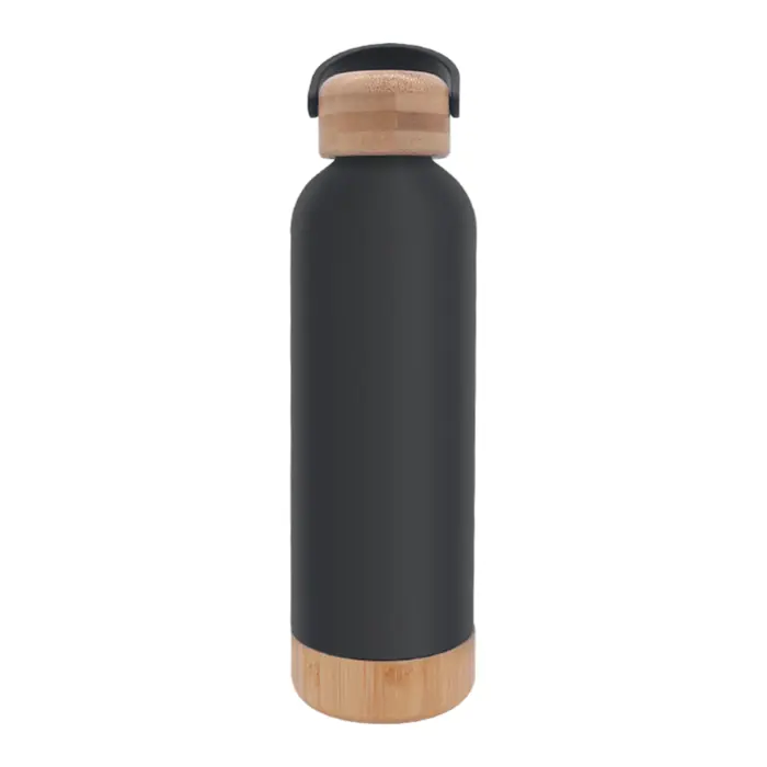 UMA0265 Bamboo and wood covered small mouth bottle