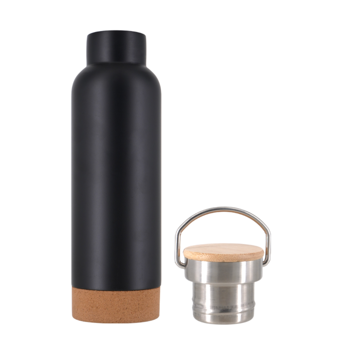 UMA0636 Handle bamboo and wood bottom small mouth bottle thermos cup
