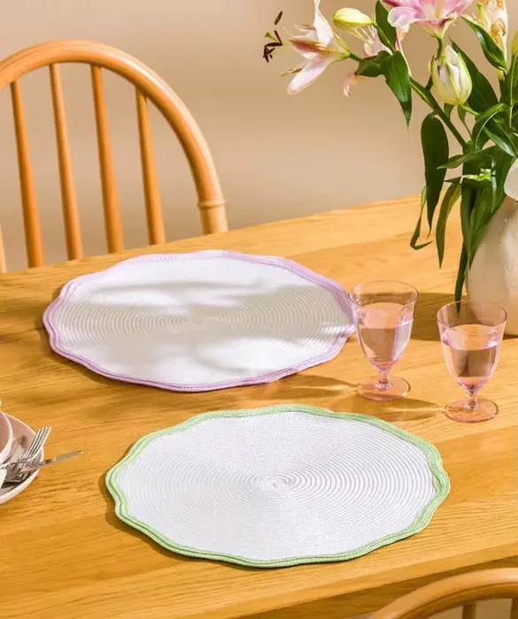 UP10009 Scallop Border Spring Braided Placemats Dinner Table Mats