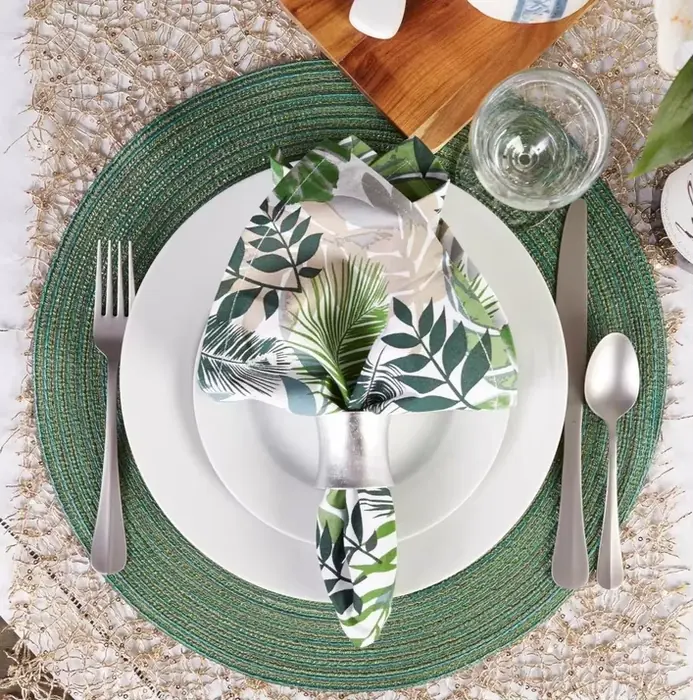 UP20001 Variegated Polyester Woven Round Placemat